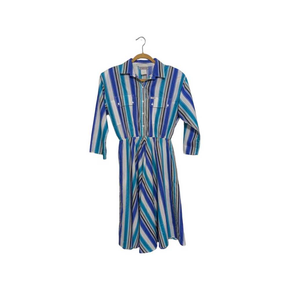 Vintage 80s Western Striped Button Down Dress Lon… - image 3