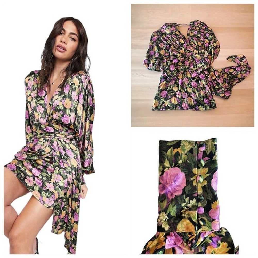 asos floral dress silky bishop button sleeve uniq… - image 5