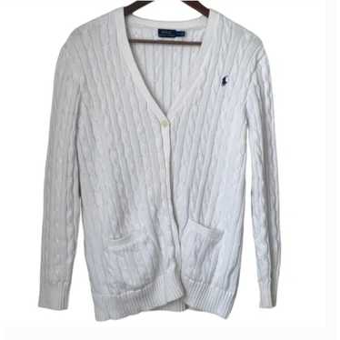 Polo Ralph Lauren White Preppy Cardigan Sz L - image 1