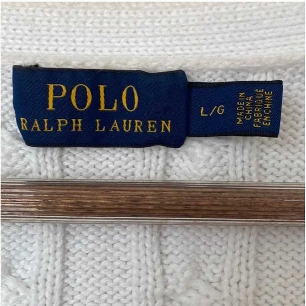 Polo Ralph Lauren White Preppy Cardigan Sz L - image 2