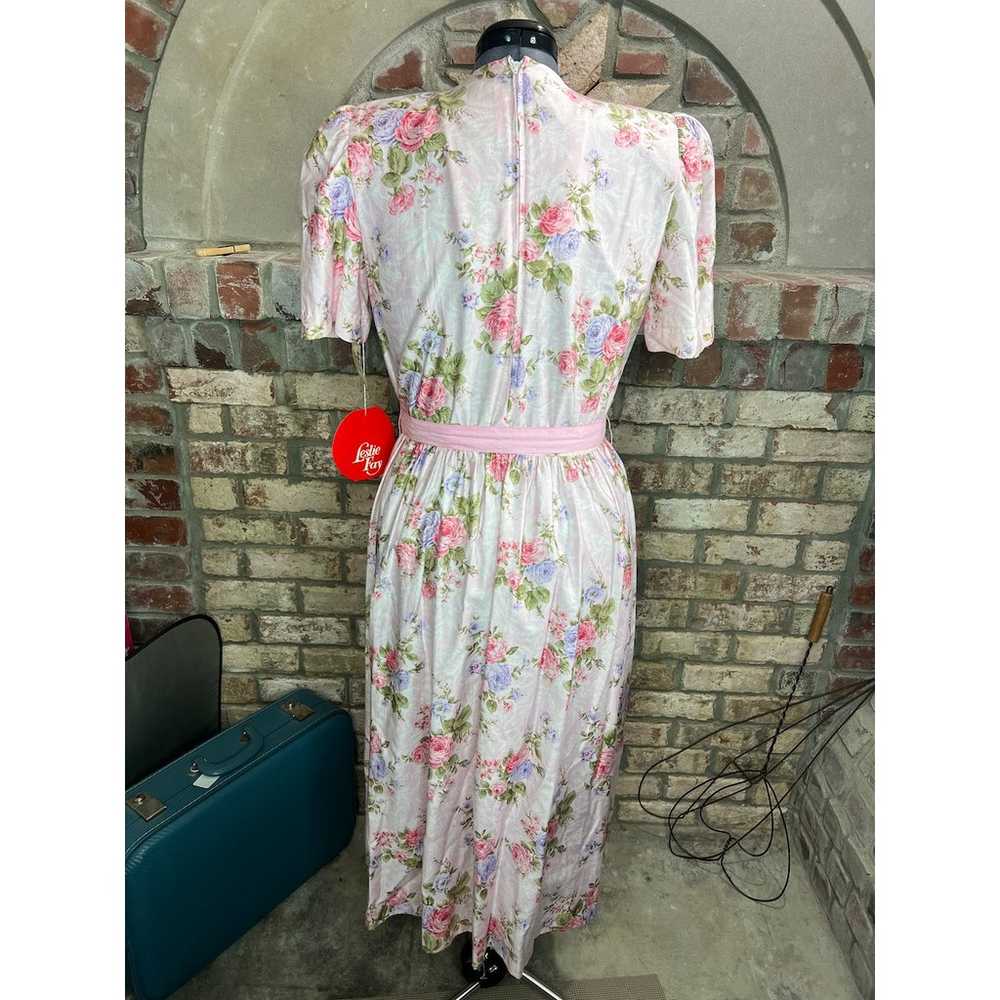 dress floral rose v neck pink yellow purple - image 6