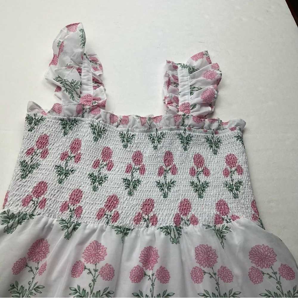 J. Marie White Pink Floral Smocked Ruffle Tiered … - image 10