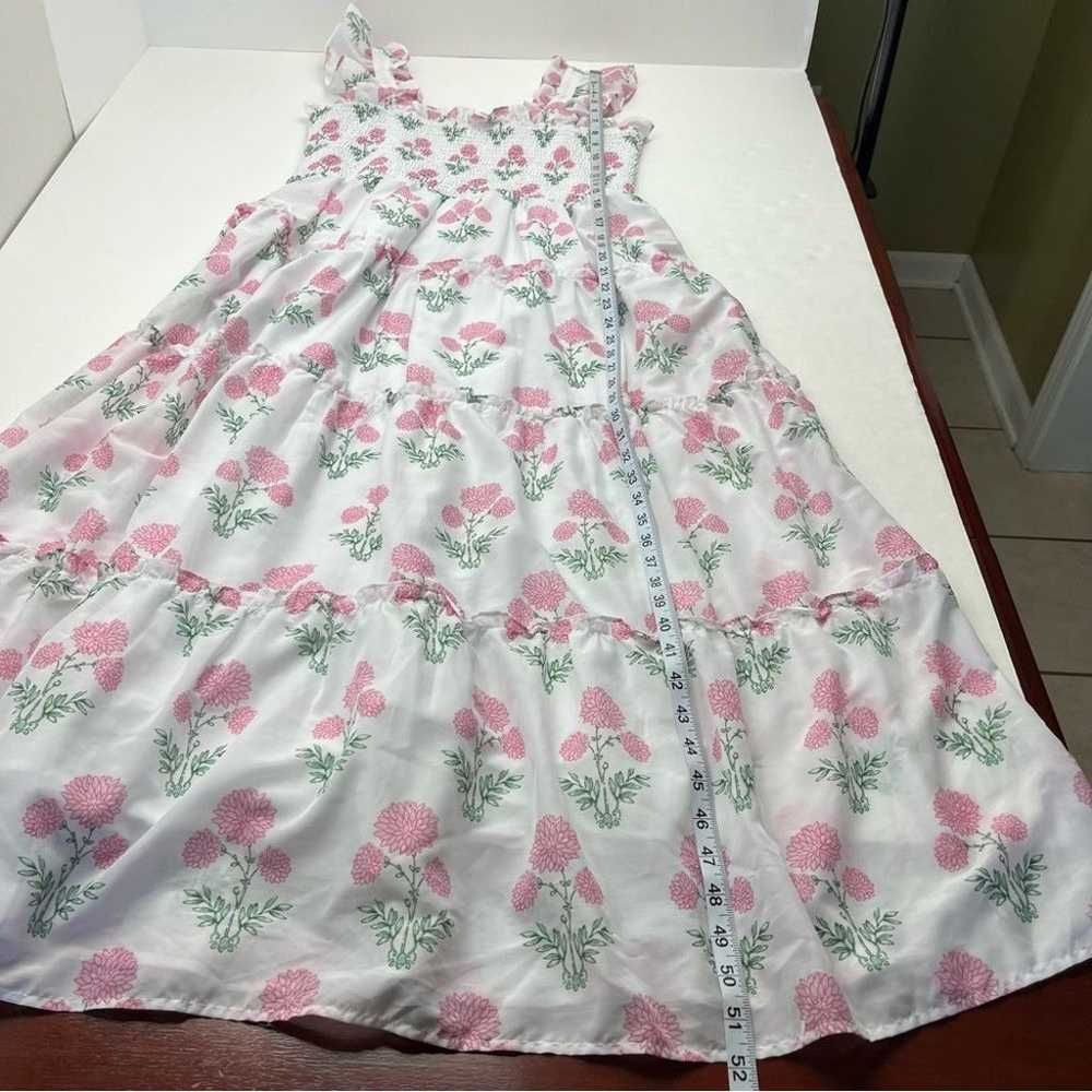 J. Marie White Pink Floral Smocked Ruffle Tiered … - image 12