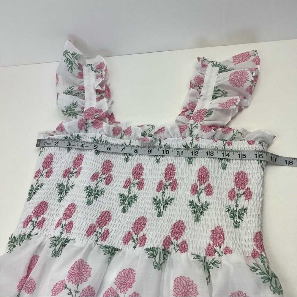 J. Marie White Pink Floral Smocked Ruffle Tiered … - image 4