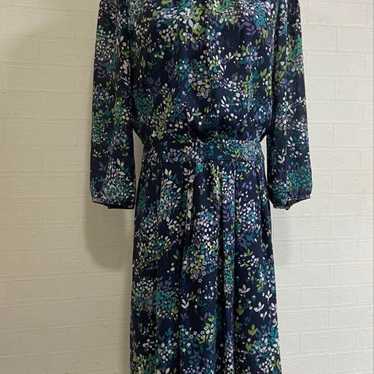 Paul Stuart navy floral print dress, size 6, in e… - image 1