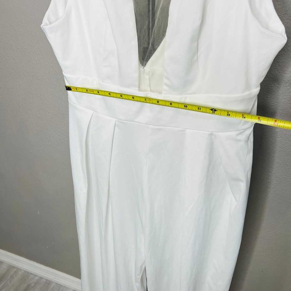 White Plunging Vneck Pants Jumpsuit Size Large - image 2