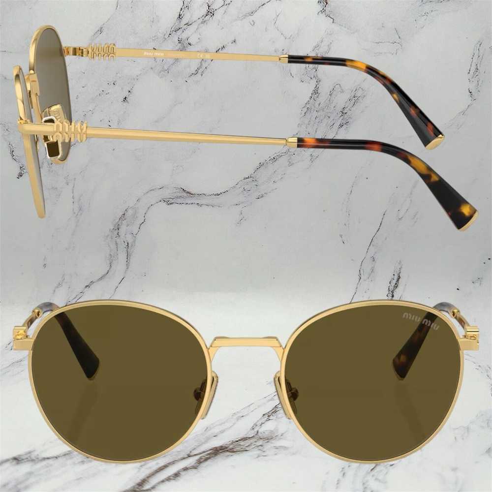 Miu Miu MIU MIU Sunglasses Gold Frame Round Skinn… - image 10