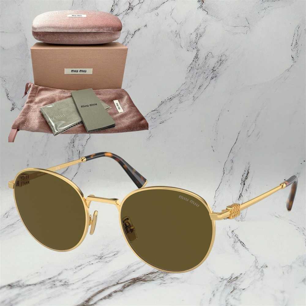 Miu Miu MIU MIU Sunglasses Gold Frame Round Skinn… - image 1