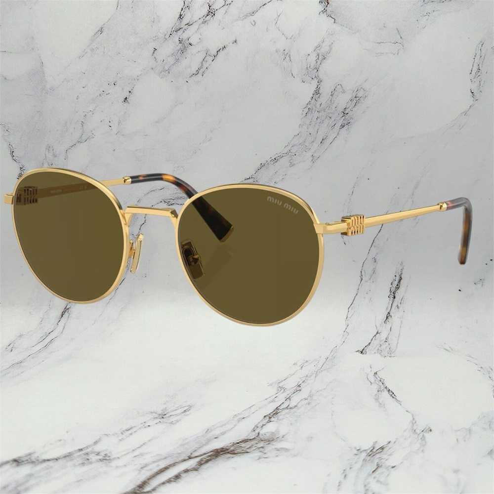 Miu Miu MIU MIU Sunglasses Gold Frame Round Skinn… - image 2