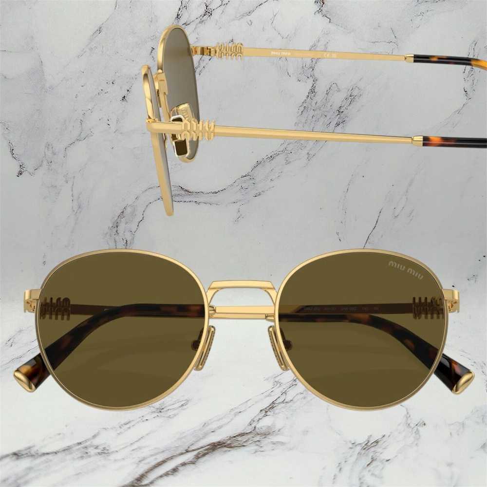 Miu Miu MIU MIU Sunglasses Gold Frame Round Skinn… - image 4