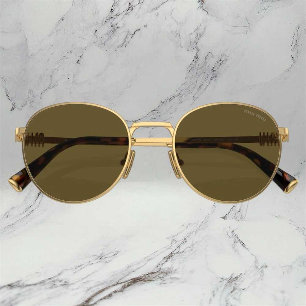 Miu Miu MIU MIU Sunglasses Gold Frame Round Skinn… - image 8