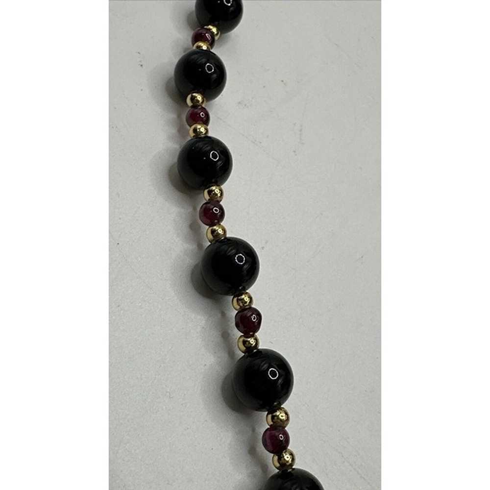 Vintage Black Glass Beads With Amethyst And Gold … - image 10