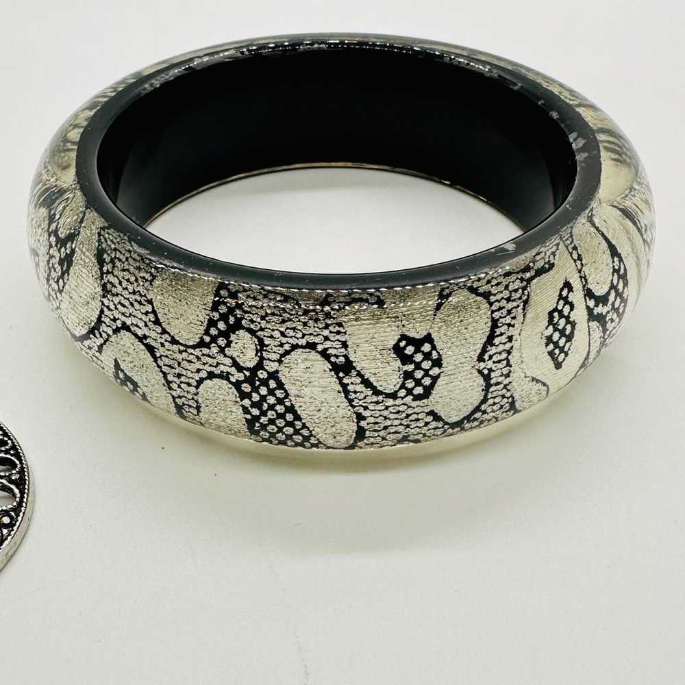 Black & Silver Bangle & Rhinestone  Earrings - image 9