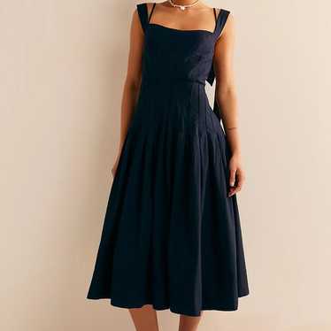 Free People Kinney Midi Navy Blue Summer Vacation 