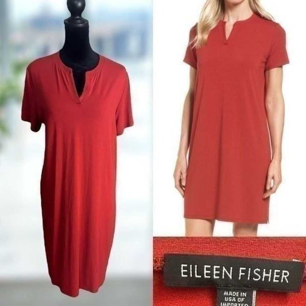 EILEEN FISHER Viscose Jersey Split Neck Dress Man… - image 1