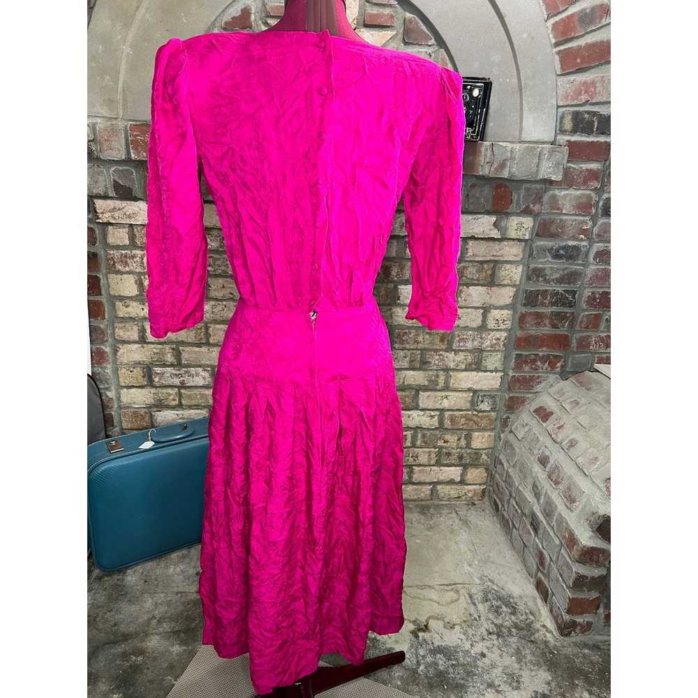 dress 100% silk fuchsia floral cutwork lace drop … - image 3