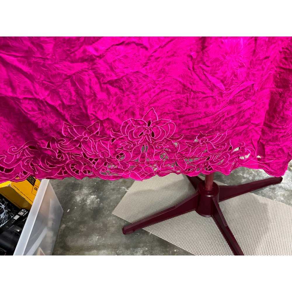 dress 100% silk fuchsia floral cutwork lace drop … - image 5