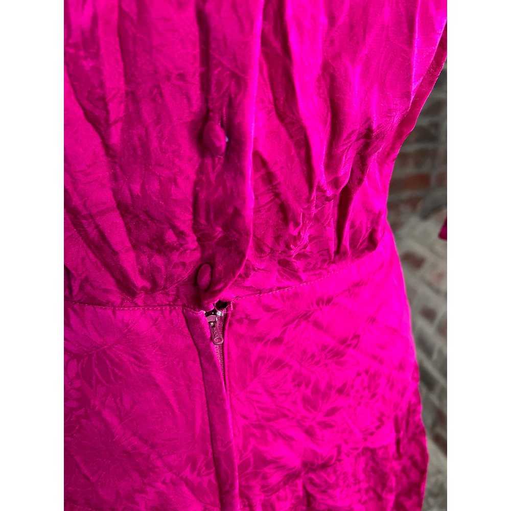 dress 100% silk fuchsia floral cutwork lace drop … - image 8