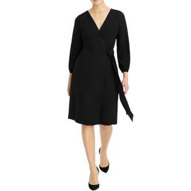 J.Crew Classic Wrap Dress Women's 12 Black Crepe 3