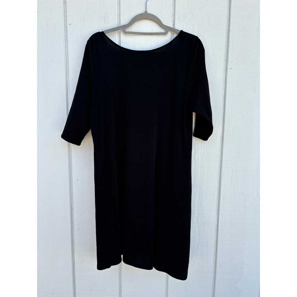 Eileen Fisher Silk Shift Dress, Black, Short Slee… - image 2