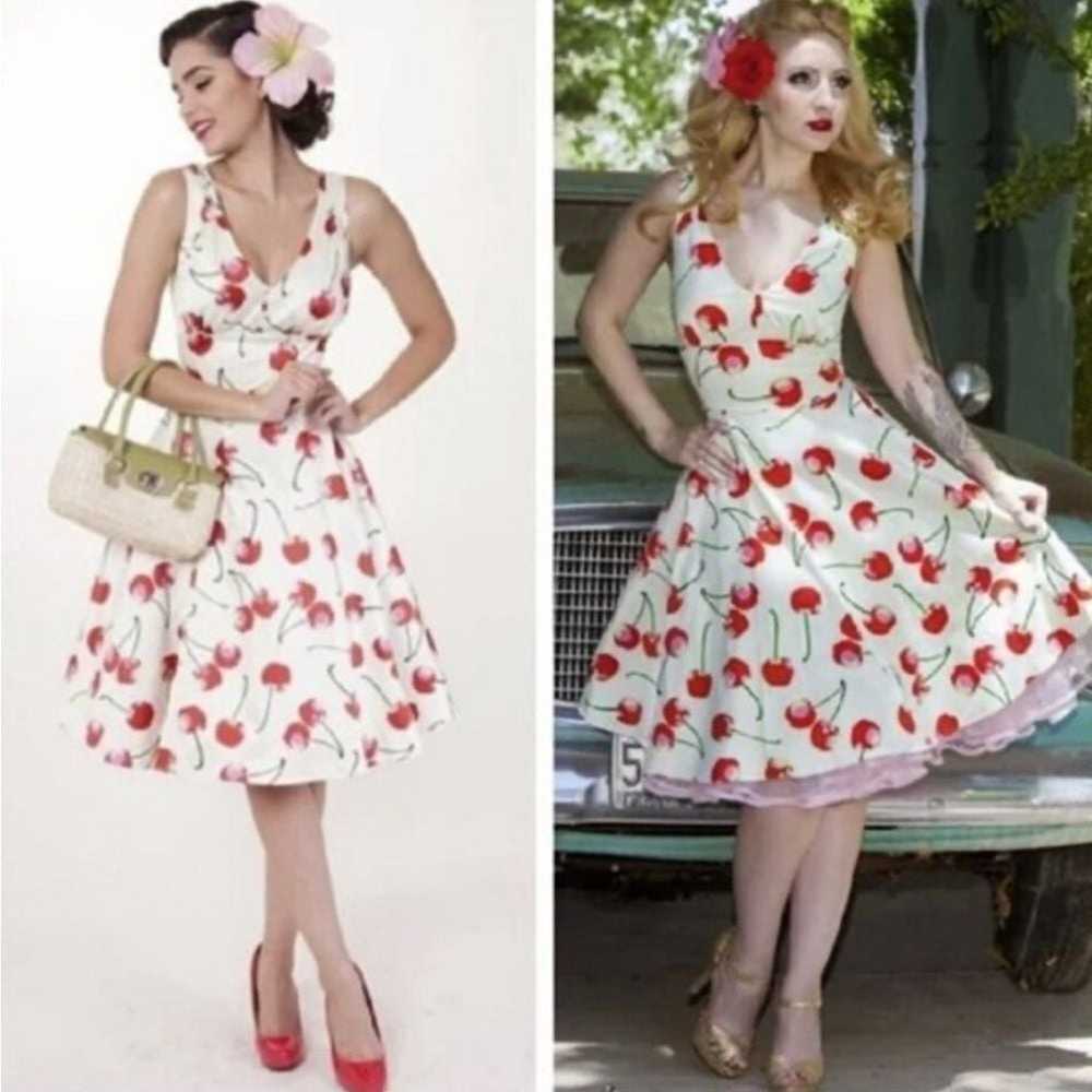 TATYANA Cherry V Neck Sleeveless Retro Midi Swing… - image 1