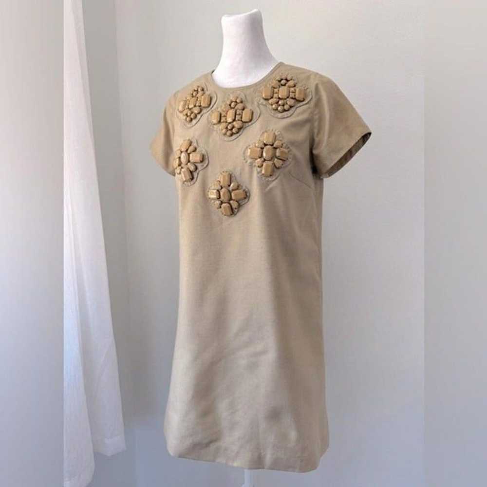 Vintage ‘07 Karta Tan Beaded Shift Dress - image 5