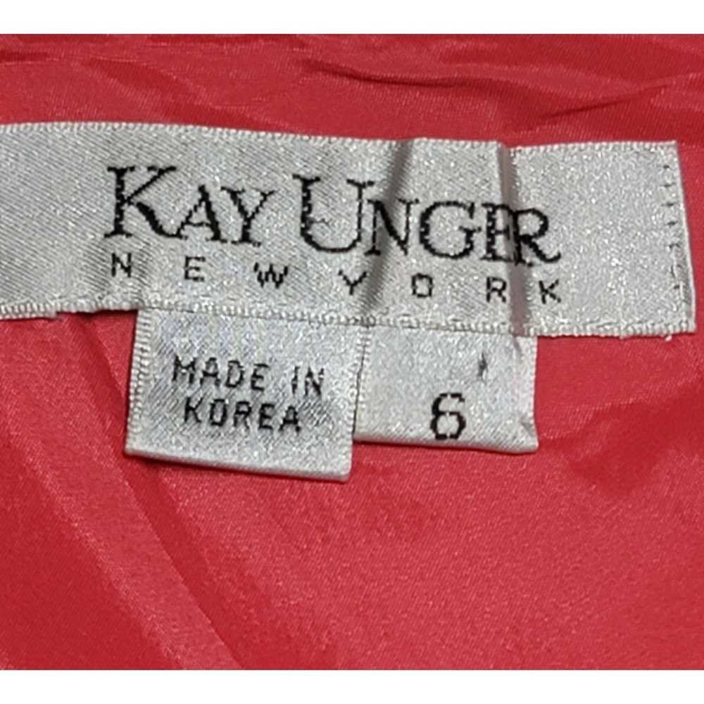 Kay Unger Coral Pink Crisscross Pleated Bodice Fr… - image 3