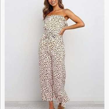 NEW Off Shoulder Polka Dot Wide Leg Romper - image 1