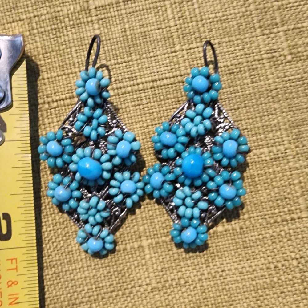 Turquoise drop earrings, authentic, vintage - image 1