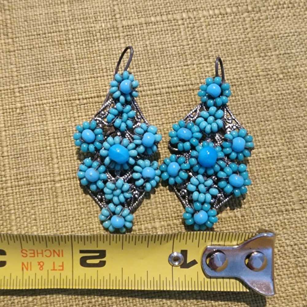 Turquoise drop earrings, authentic, vintage - image 2