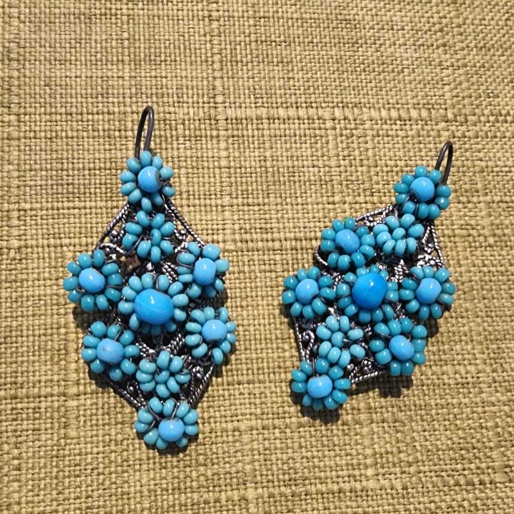 Turquoise drop earrings, authentic, vintage - image 5