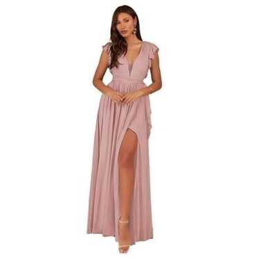 Azazie Aruba Blush Pink Maxi Dress Sz 10