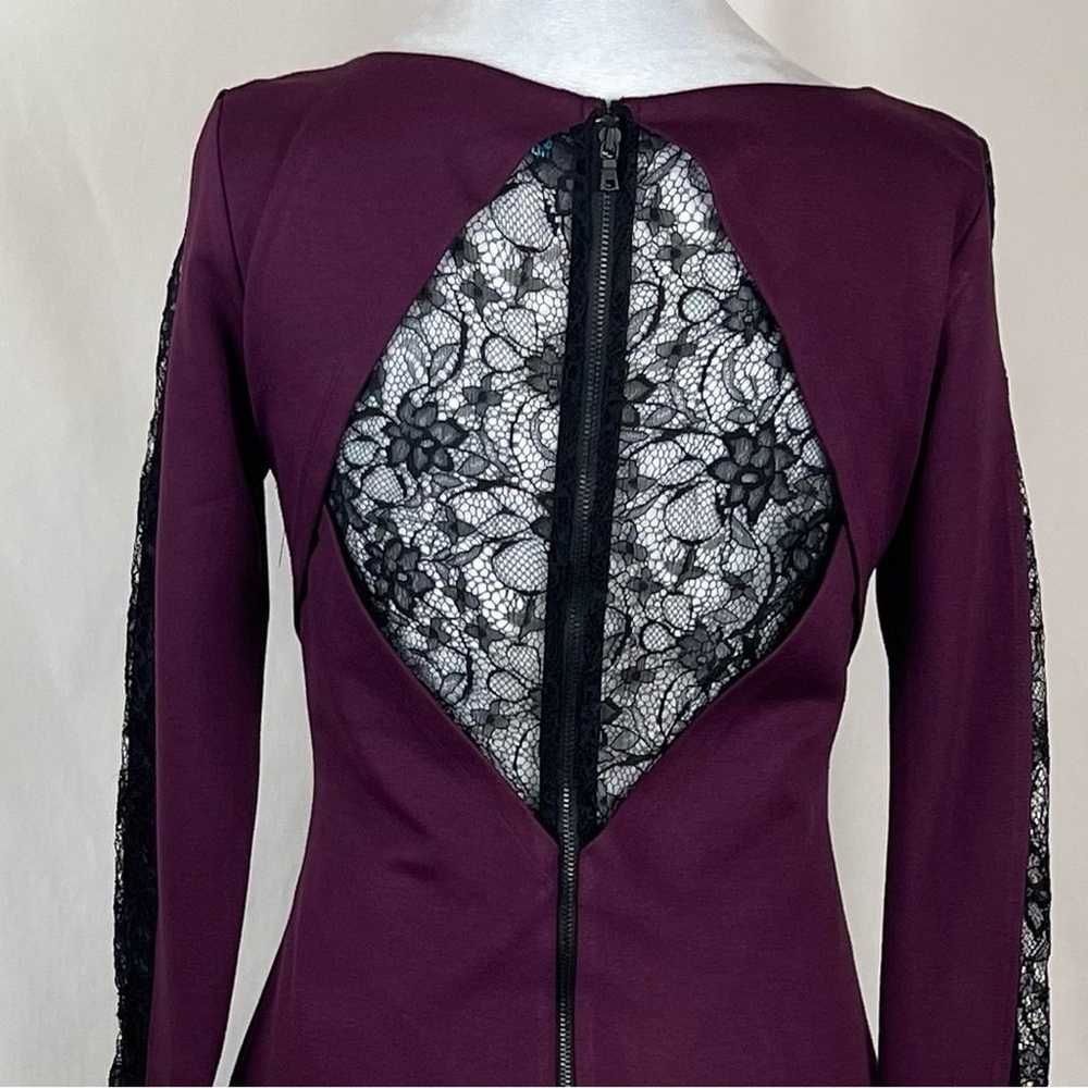 Alice & Olivia Burgundy Black Floral Lace BodyCon… - image 6