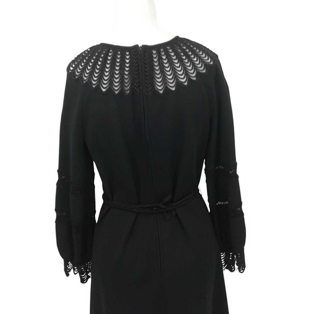 Vintage 70s Black Crochet Lace Puff Sleeve Midi D… - image 9