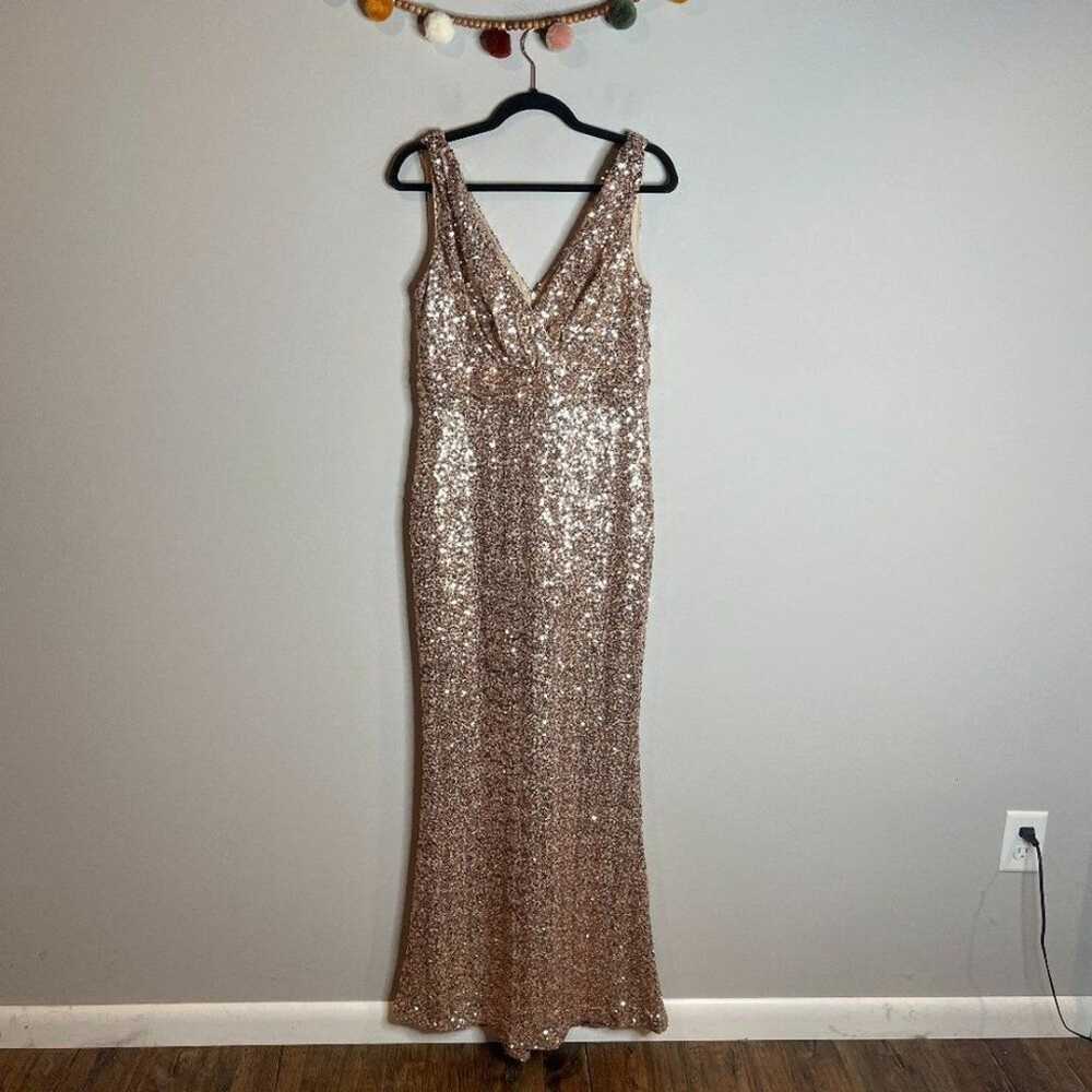 Belle Badgely Mischka rose gold sequin maxi dress - image 2