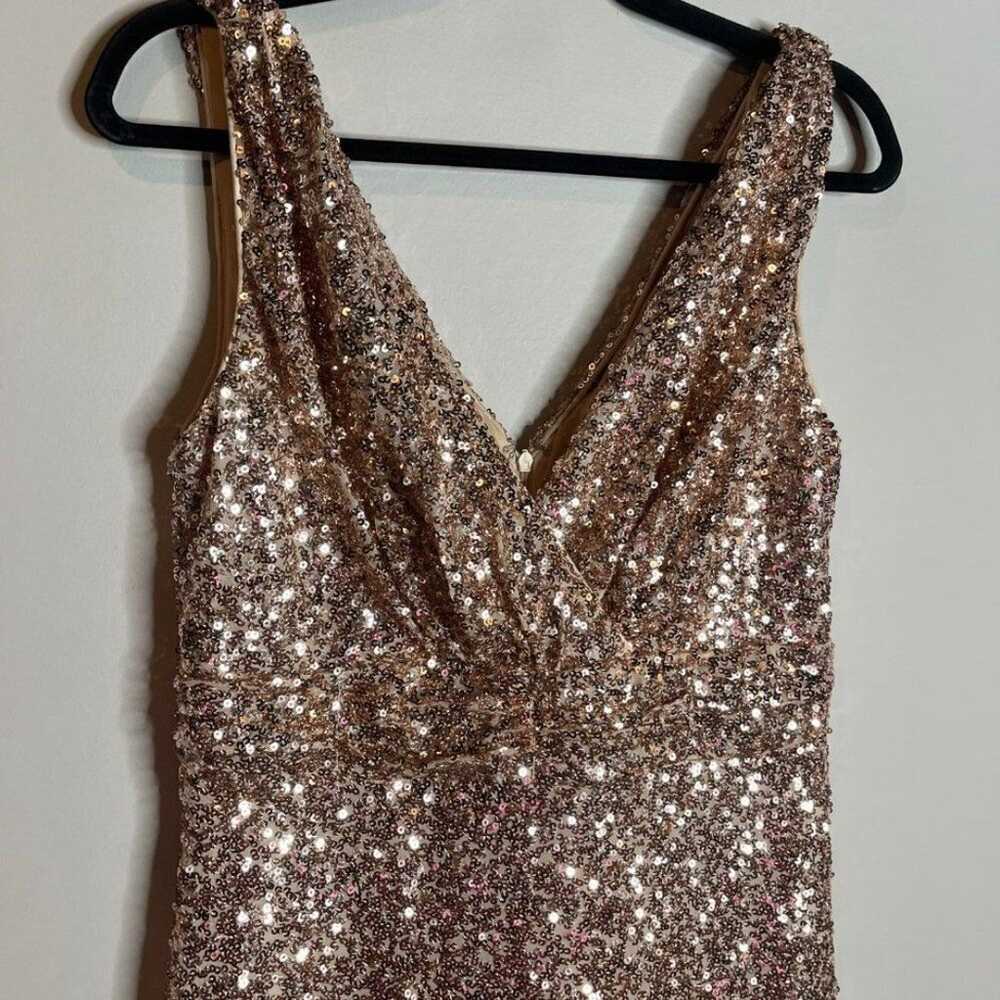 Belle Badgely Mischka rose gold sequin maxi dress - image 3