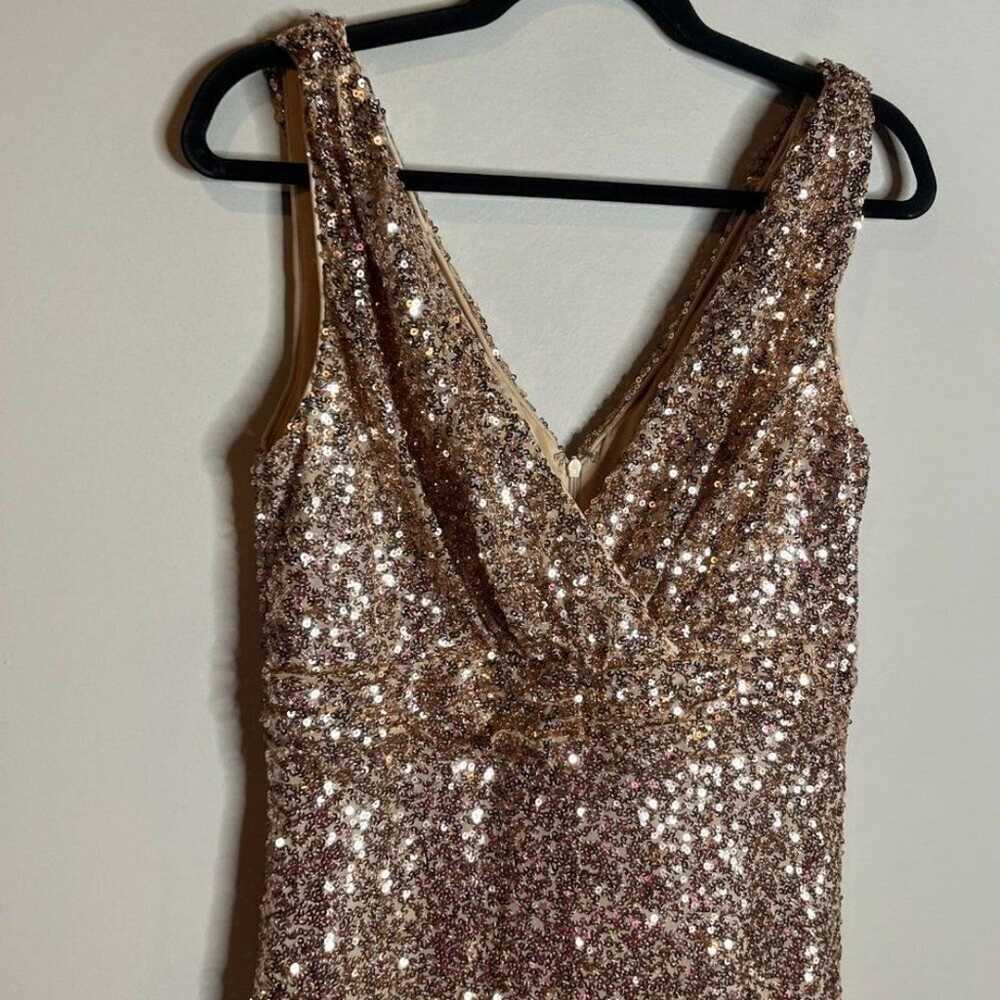 Belle Badgely Mischka rose gold sequin maxi dress - image 4