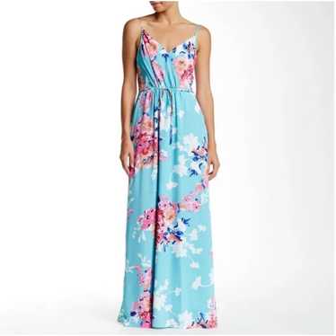 Yumi Kim Cleo Floral Silk Turquoise Maxi Dress Med