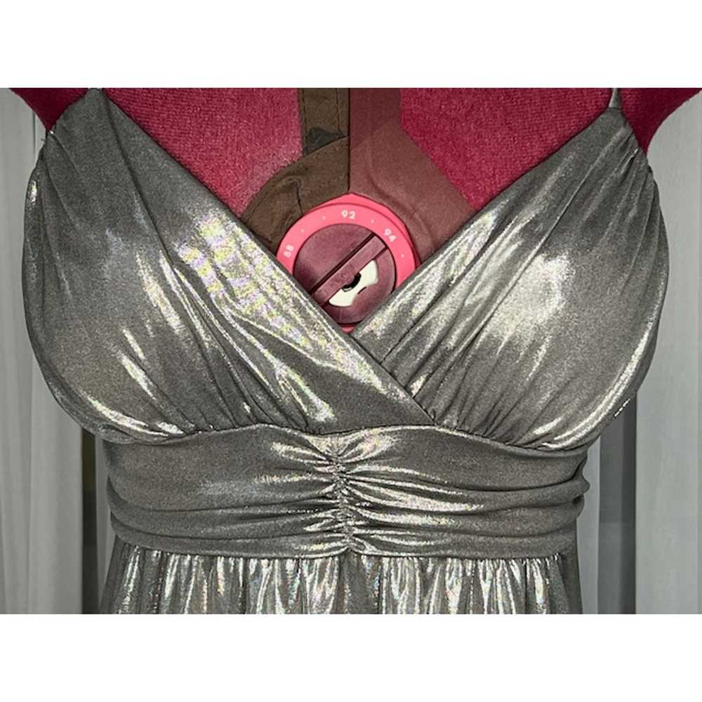 Y2k slip dress formal party silver lamae - image 2