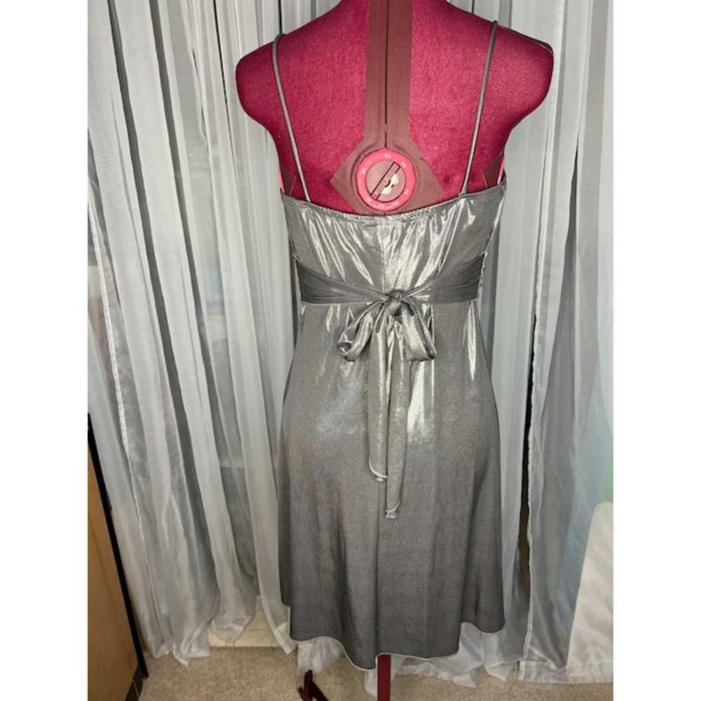 Y2k slip dress formal party silver lamae - image 4