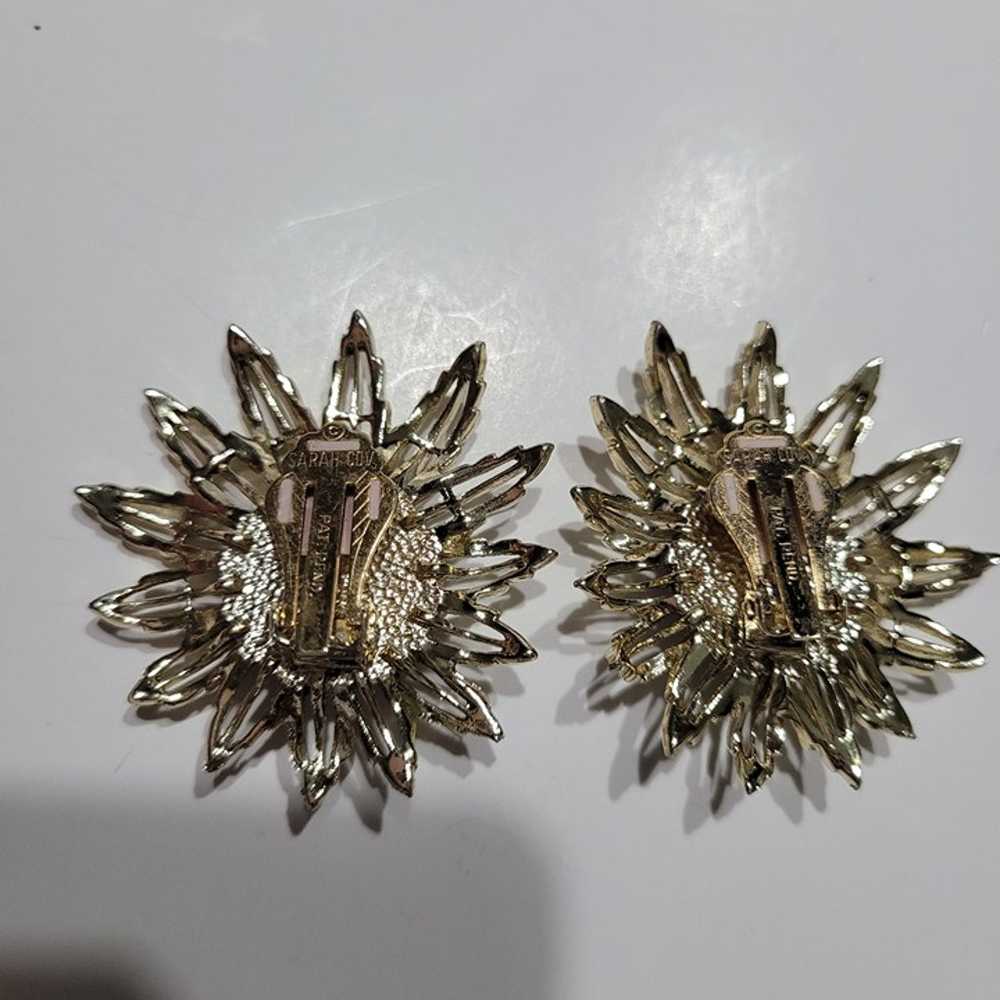 Vintage Sarah Coventry Sunflower Clip On Earrings… - image 4