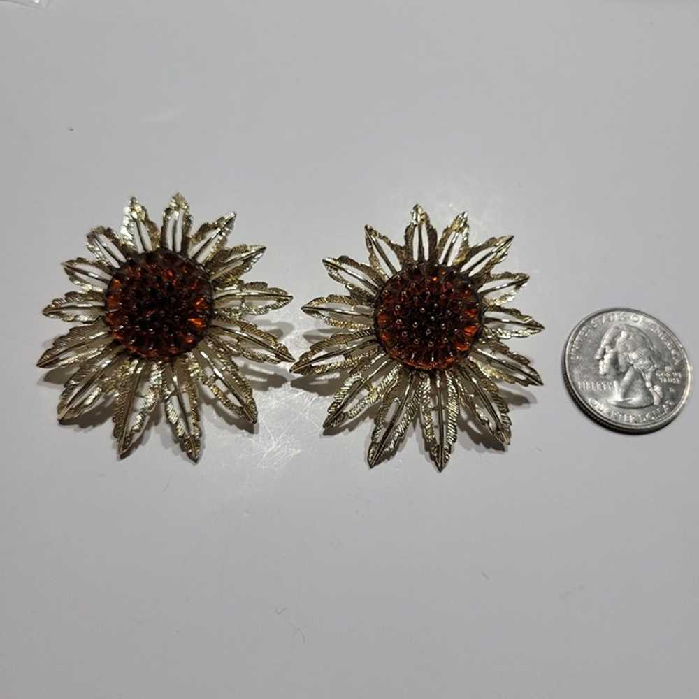 Vintage Sarah Coventry Sunflower Clip On Earrings… - image 7