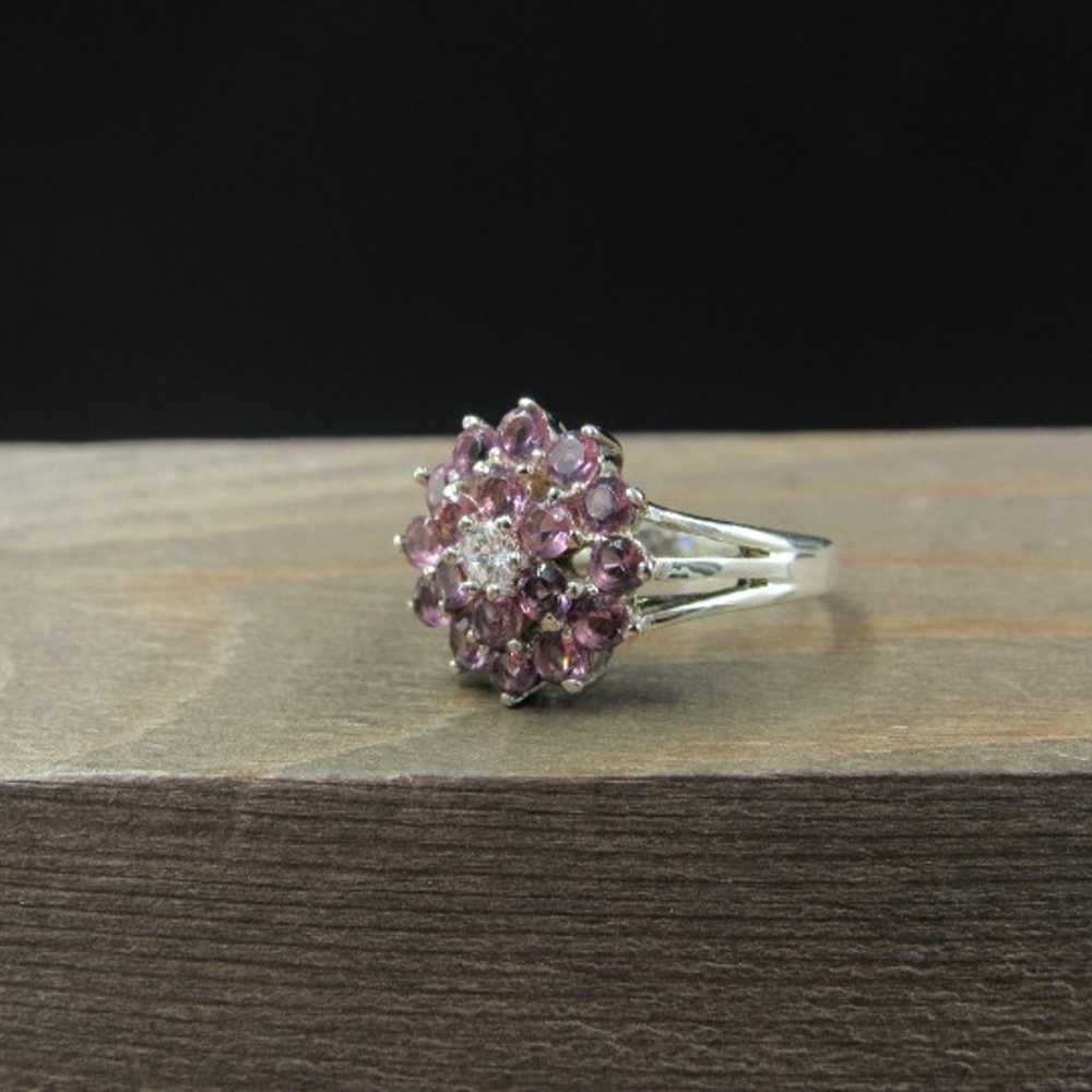 Size 5 Sterling Silver Purple CZ Cluster Star Des… - image 3