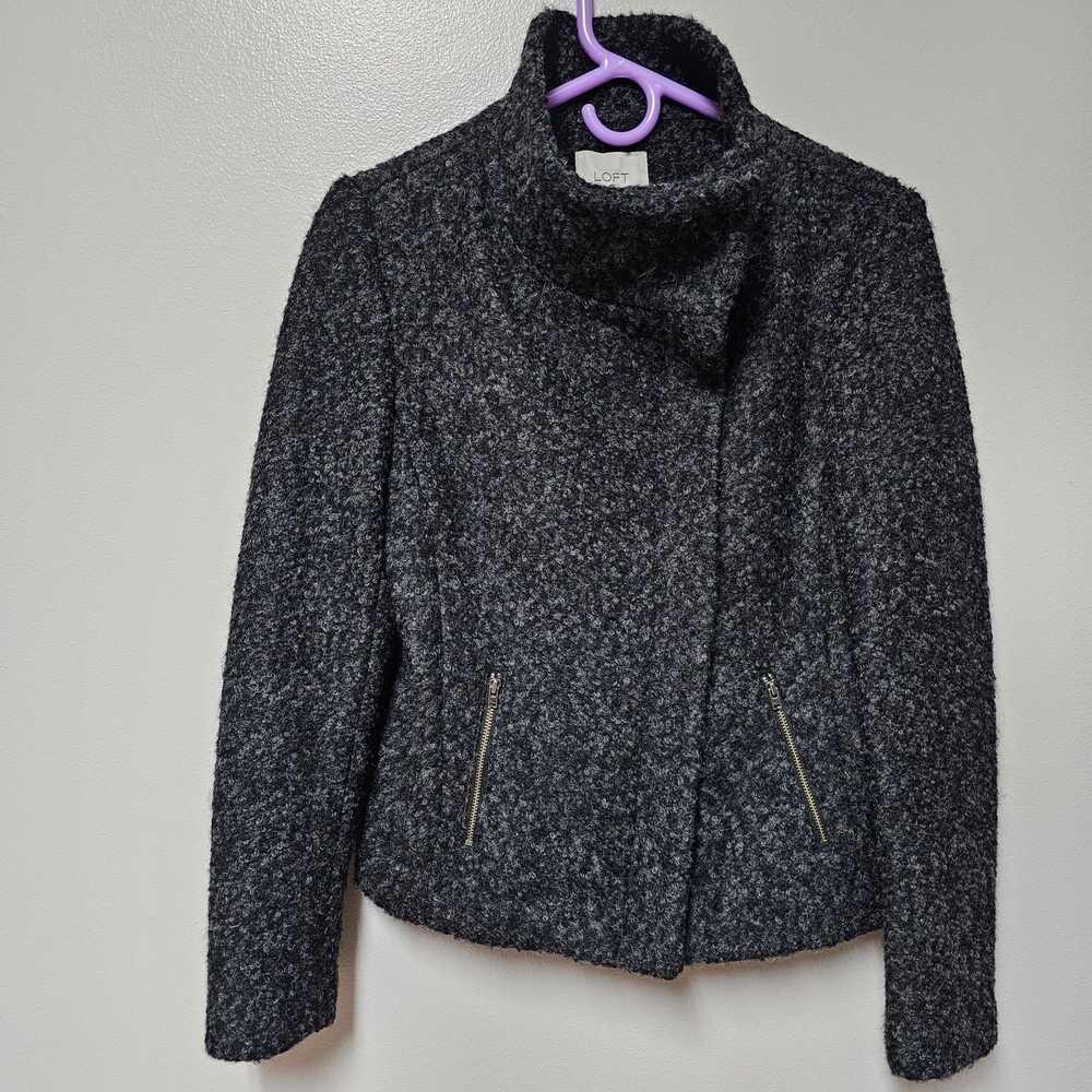 Loft Womens Loft Wool Blend Moto Jacket Black/Gra… - image 1