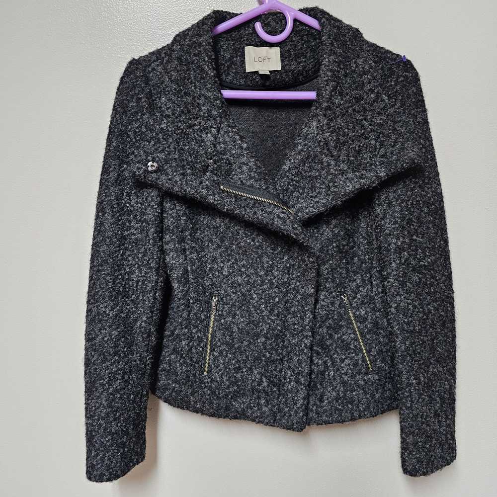 Loft Womens Loft Wool Blend Moto Jacket Black/Gra… - image 2