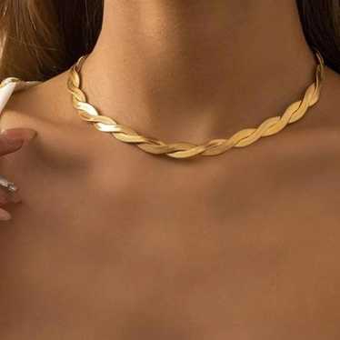 NEW 18K GOLD TWISTED SNAKE CHAIN NECKLACE