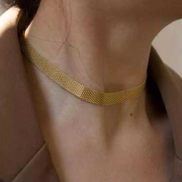 NEW 18K GOLD WIDE CHAIN CHOKER NECKLACE - image 1