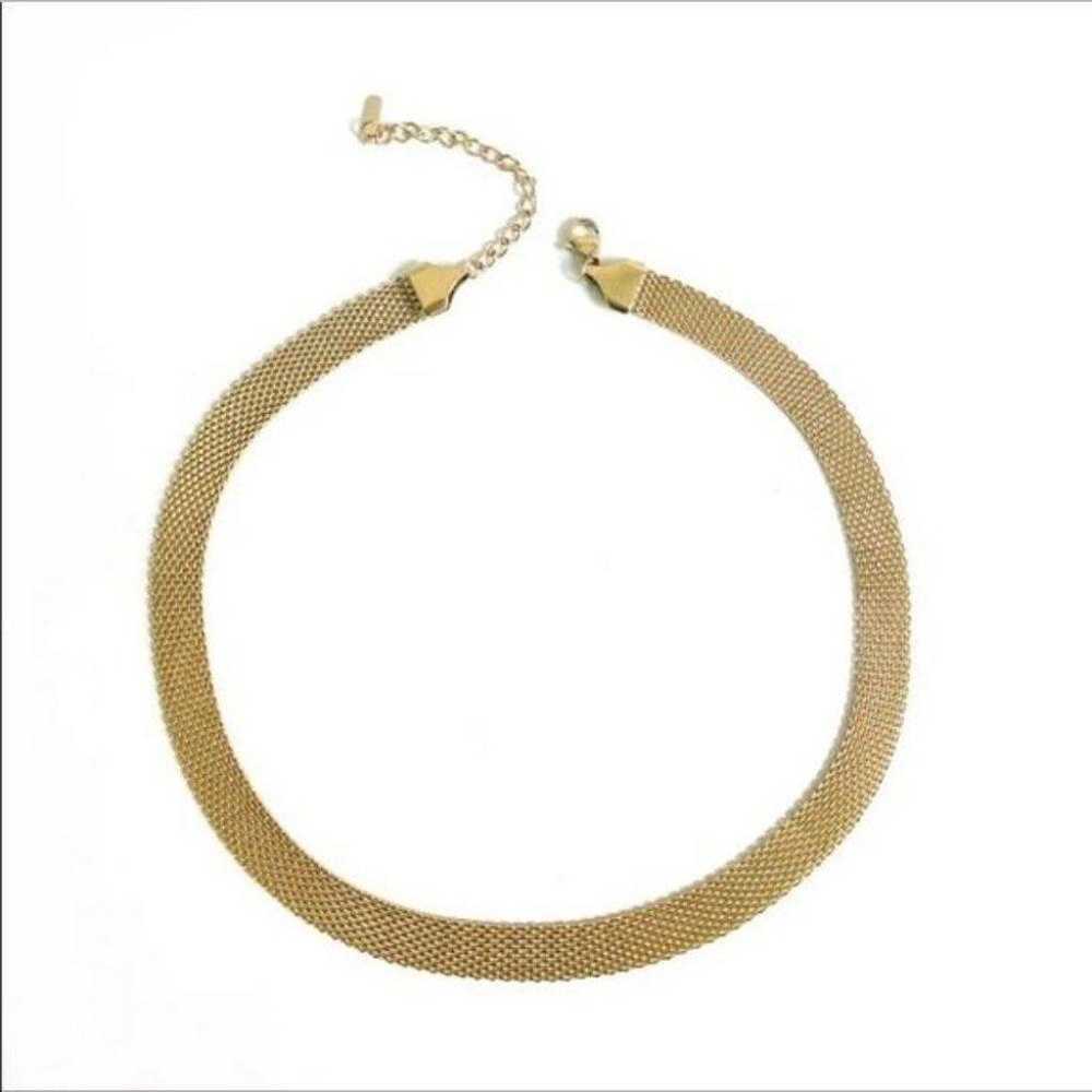 NEW 18K GOLD WIDE CHAIN CHOKER NECKLACE - image 5