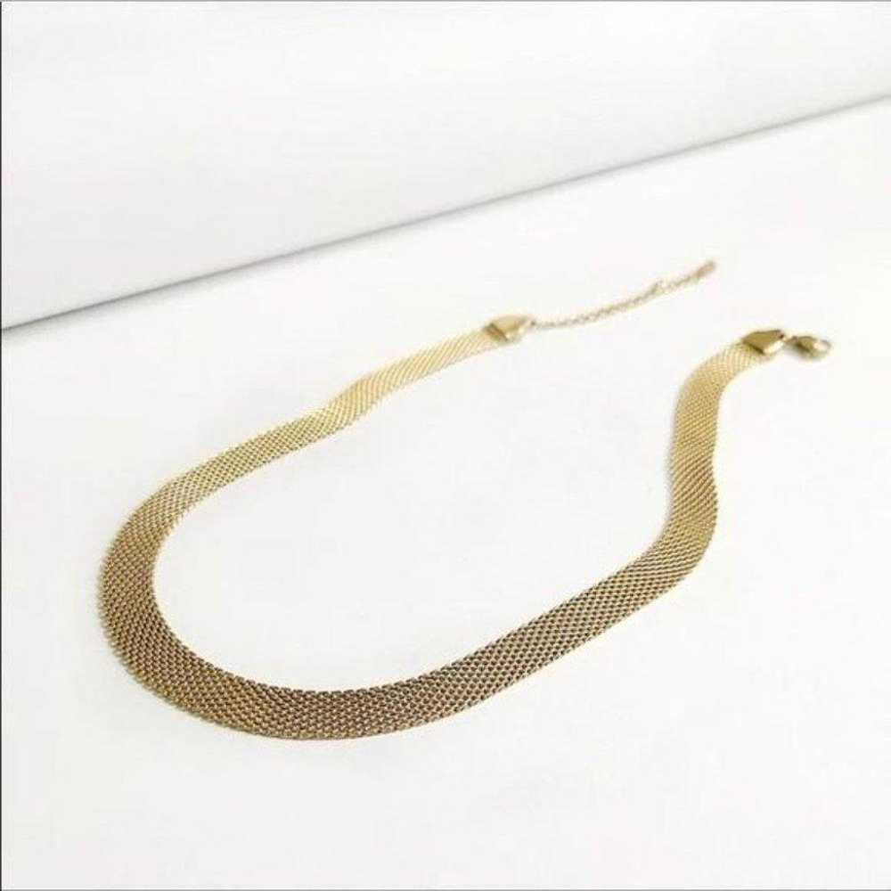 NEW 18K GOLD WIDE CHAIN CHOKER NECKLACE - image 6