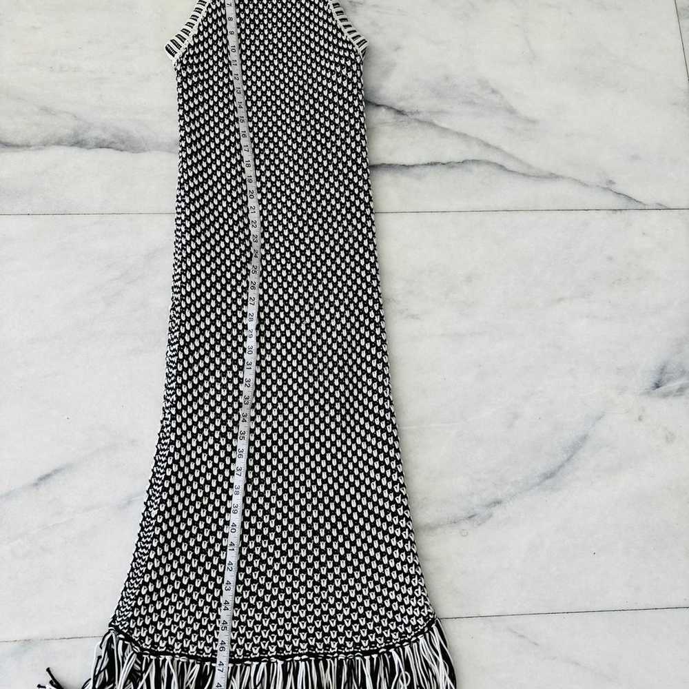 Intermix Knit Maxi Dress Black & White Fringe Sle… - image 4